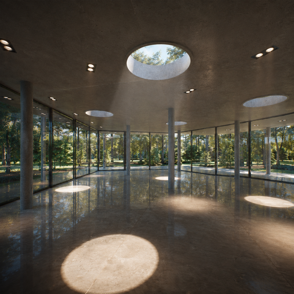 Ingreso de luz desde los lucernarios del pabellón de la laguna en Jujuy. Proyecto Leguía Yias Arquitectos
